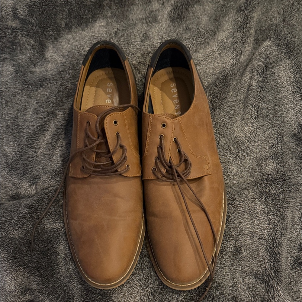 Seven7 Tan Leather Derby Shoes